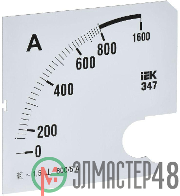 Шкала сменная для амперметра Э47 800/5А-1.5 96х96мм IEK IPA20D-SC-0800