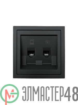 Розетка компьютер+телефон СП ZIMA IP20 с модулем Cat 6 черн. бархат LEZARD 704-4288-144