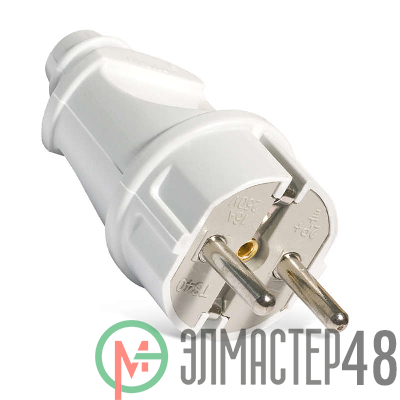Вилка электрич. с заземл. прям. бел. 16А 250В (еврослот) UNIVersal А101
