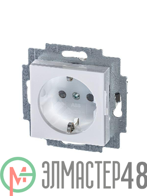 Розетка Levit с заземл. с защ. шторками 16А бел./ледяной ABB 2CHH203457A6001