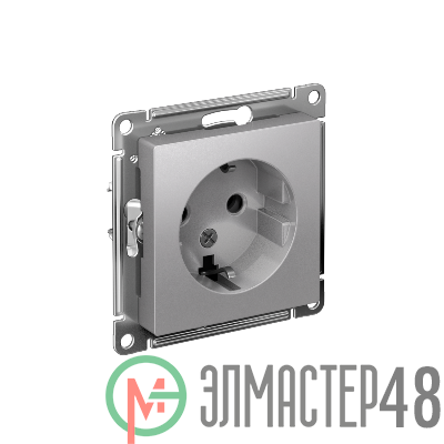 Механизм розетки 1-м СП ATLAS DESIGN с заземл. 16А алюм. SchE ATN000343