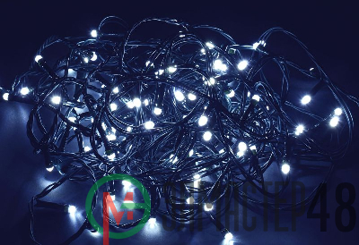 Гирлянда "Нить" 10м 100LED бел. IP20 провод зел. 230В с контроллером 8 режимов IEK LGDB110-2-100-10-G-S-20