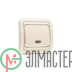 Выключатель 1-кл. СП Mimoza 10А IP20 с подсветкой крем./крем. Makel 25021