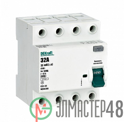 Выключатель дифференциального тока 4P 32А 30мА тип AC 6кА УЗО-03 SchE 14234DEK