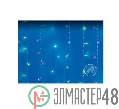 Занавес LED с эффектом мерцания ULD-C3020-240/TTK MULTI IP44 3х2м соед. 240 сдиодов разноцвет. свет провод прозр. Uniel UL-00007216