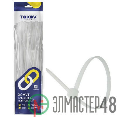 Хомут кабельный нейлоновый бел. 4.8х400 (уп.100шт) TOKOV ELECTRIC TKE-HNS-4.8-400-W/100