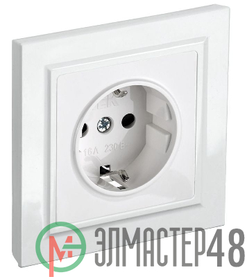 Розетка BRITE РСР14-1-0-БрБ 16А в сборе с заземл. защ. шторки бел. IEK BR-R14-16-K01-F