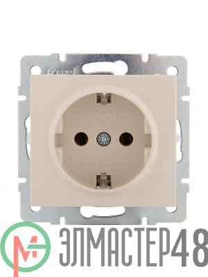 Розетка 1-м СП Rain 16А IP20 с заземл. керамика механизм крем. LEZARD 703-0388-122