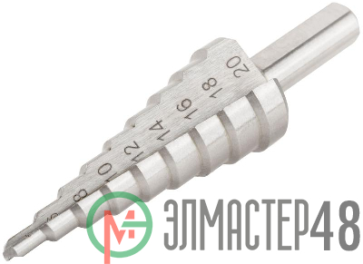 Сверло ступенчатое HSS (Р6М5) по металлу 9 ступеней 4-20мм FIT 36395
