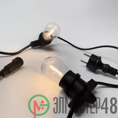 Гирлянда уличная Белт-лайт PBL-S80/L48+1.5 Black E27 IP65 (48м/80ламп/1.5м шнур) соединение в линию max750Вт (лампы в комплект не входят) JazzWay 5040601