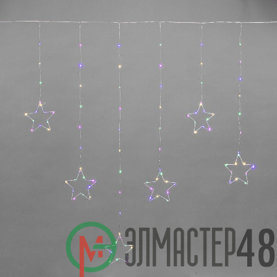 Гирлянда светодиодный занавес из росы с фигурами звезд IP20 USB + пульт управления мультиколор Neon-Night 315-849