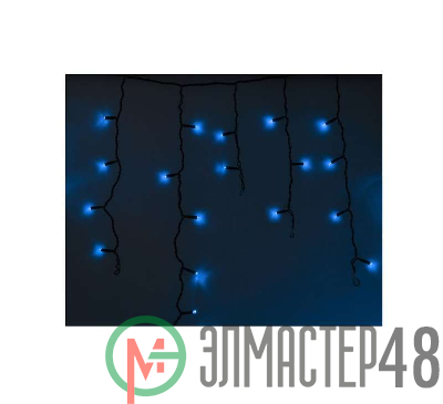 Гирлянда Айсикл "ПЛЕЙ ЛАЙТ" 0.6х4.8м 176LED 11Вт 230В IP44 син.; черн. провод NEON-NIGHT 255-133