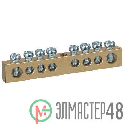 Шина NO-122-30 PEN "земля-ноль" 8х12мм 8/1 крепеж по центру латунь ЭРА Б0047245