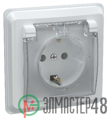 Розетка 1-м СП Вега РСбш10-3-ВБ 16А IP44 с заземл. защ. шторки с крышкой бел. IEK ERV16-K01-16-DM
