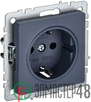 Розетка 1-м СП BRITE РС14-1-0-БрМ 16А с заземл. защ. шторки маренго IEK BR-R14-16-K35