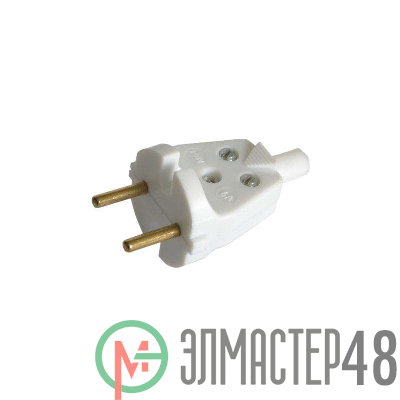 Вилка электрич. без заземл. бел. 6А 250В IP20 бел. с кембр. БЕЛТИЗ В6-001