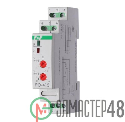 Реле времени PO-415 (задержка выкл./управ. контактом 230В 16А 1перекл. IP20 монтаж на DIN-рейке) F&F EA02.001.018