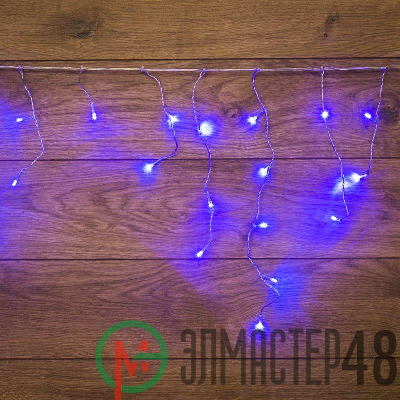 Гирлянда Айсикл "ПЛЕЙ ЛАЙТ" 1.8х0.5м 48LED син. прозр. провод 3Вт 230В IP20 NEON-NIGHT 255-013