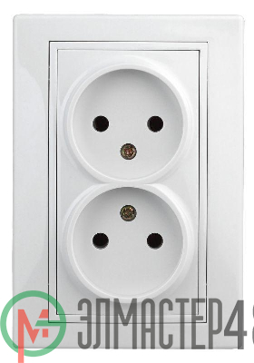 Розетка СП Plano 2х2P 1-204-01 16А-250В IP20 бел. Intro Б0027613