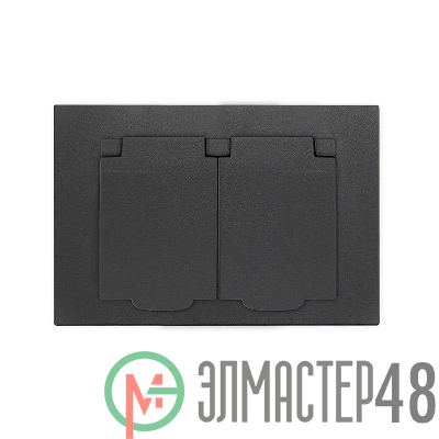 Розетка 2-м СП Афина 16А IP20 с заземл. c крышкой в сборе графит Universal A0031-Gr