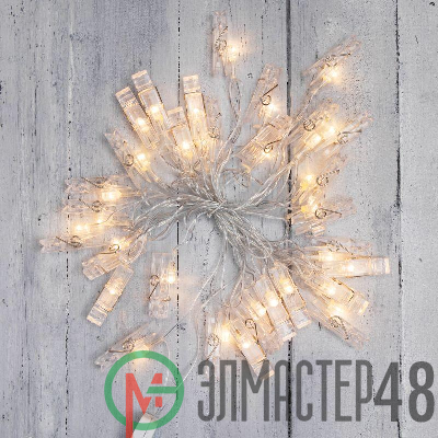 Гирлянда светодиодная "Прищепки" 5м 30LED тепл. бел. 2Вт 220-240В IP20 Neon-Night 303-032