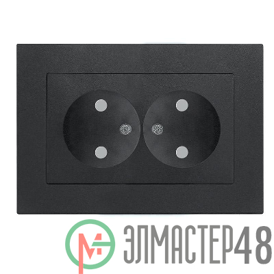 Розетка 2-м СП Афина 16А IP20 без заземл. защ. шторки в сборе графит Universal A0048-Gr
