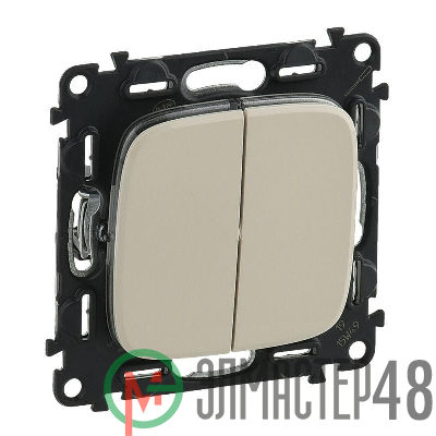 Механизм переключателя 2-кл. СП Valena Allure 10А IP20 250В с лиц. панелью безвинт. зажимы сл. кость Leg 752808