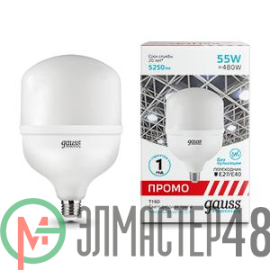 Лампа светодиодная Elementary T160 55Вт 4000К E40 5250лм Promo Gauss 60426