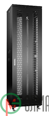 Шкаф монтажный телекоммуникационный напольн. ND-05C-42U60/60-BK 19дюйм 42U 600х600х2055мм для распределит. и серверн. оборудования; передн. и задн. перфорир. двери ручка с замком RAL 9004 черн. Cabeus 8552c