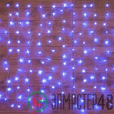 Гирлянда "Светодиодный дождь" с контроллером 1.5х1м 96LED син. прозр. провод 8Вт 220В IP20 NEON-NIGHT 235-023