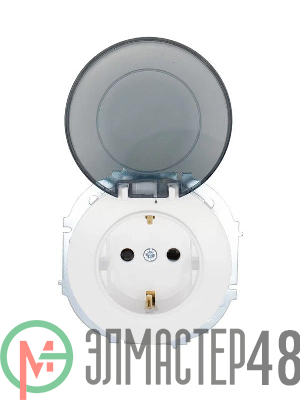 Розетка 1-м СП OSEN с заземл. с крышкой ПБТ бел. LEZARD 743-0288-123B
