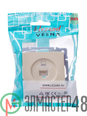 Розетка компьютерная 1-м СП Vesna механизм крем. LEZARD 742-0388-139