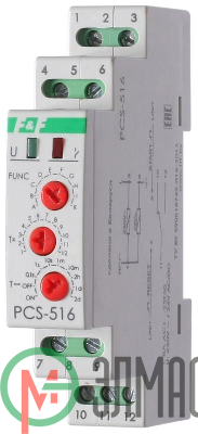 Реле времени PCS-516 (многофункц. (вход: START/RESET) 230В 8А 1перекл. IP20 монтаж на DIN-рейке)(аналог РВО-1М) F&F EA02.001.013