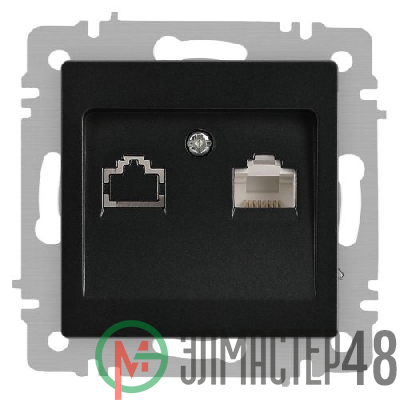 Розетка Accent 6-303-05 информационная RJ45 IP20 СУ антрацит Intro Б0063634