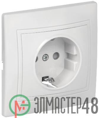Розетка 1-м СП Кварта 16А РС10-3-КБ с заземл. IP20 бел. ИЭК ERK14-K01-16-DM