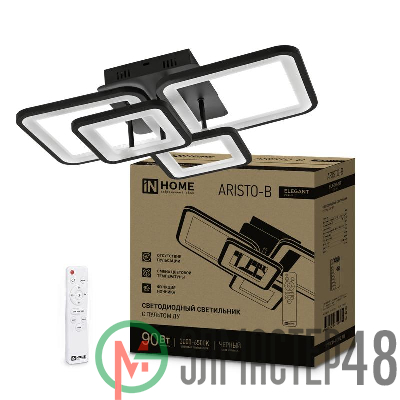 Светильник светодиодный ELEGANT ARISTO-B 90Вт 230В 3000-6500К 7000лм 535х370х151мм пульт ДУ черн. IN HOME 4690612047294