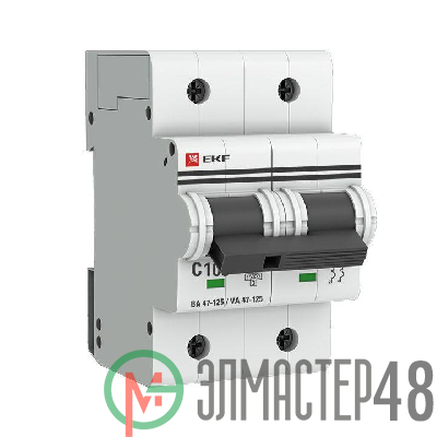Выключатель автоматический модульный 2п C 100А 15кА ВА 47-125 PROxima EKF mcb47125-2-100C