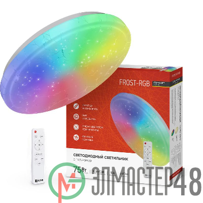 Светильник светодиодный COMFORT FROST-RGB 75Вт 230В 3000-6500К 4400лм 495х85мм с пультом ДУ IN HOME 4690612044644