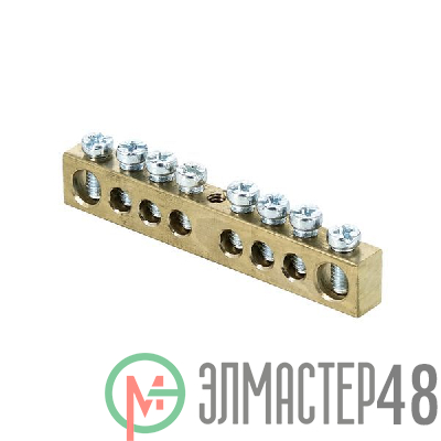 Шина PEN "ноль-земля" 8х12 8 отвер. латунь крепеж по центру PROxima EKF sn0-125-8-c