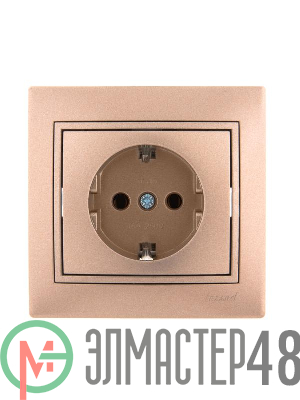 Розетка 1-м СП Мира керам. с заземл. свет. корич. перламутр Lezard 701-3131-122