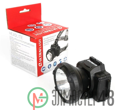 Фонарь налобный аккумуляторный LED 5364 (220В LED 2 режима; черн.) Ultraflash 11258