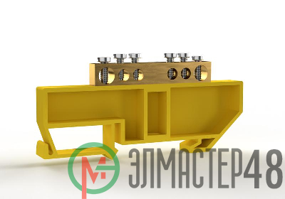 Шина PE "земля" на DIN-изоляторе 6х9мм 6 отвер. латунь TOKOV ELECTRIC TKE-BCB-69-6-DIN/PE