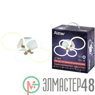 Люстра светодиодная OTTIMO Алиса 100Вт 2700К+6400К/4200К/6400К+2700К 615х415х130мм 45кв.м ДУ диммир. бел./зел. Ritter 51612 9