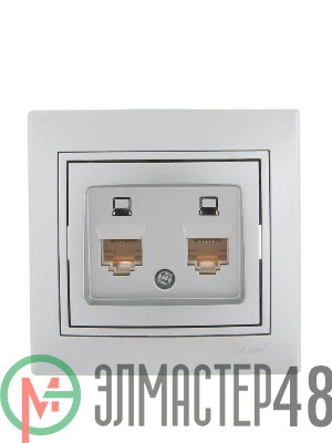 Розетка компьютерная 2-м СП Мира RJ45 метал. сер. Lezard 701-1010-141