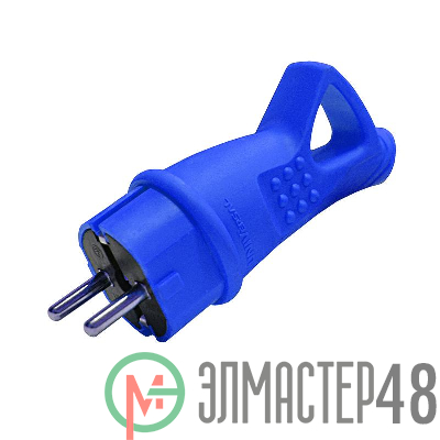 Вилка электрическая 1-м с ушком каучук син. Universal 3040