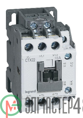 Контактор CTX3 3п 18А кат. 230В AC 1НО+1НЗ Leg 416106