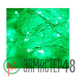 Гирлянда 8.8м (7.3+1.5) 80LED зел. прозр. провод 8 режимов мигания IP20 зел. Космос KOC_GIR80LED_G
