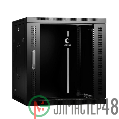 Шкаф телекоммуникационный настенный разобранный SH-05F-12U60/45-R-BK 19дюйм 12U 600х450х635мм дверь стекло черн. (RAL 9004) Cabeus 10769c