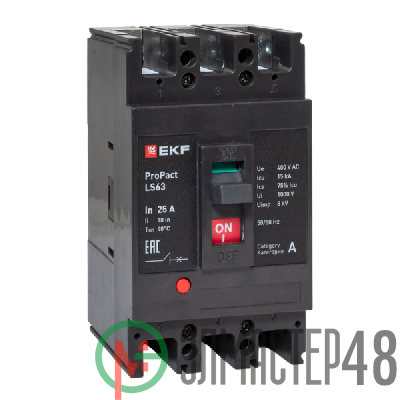Выключатель автоматический 3п 25А 15кА LS63 ProPact EKF mccb-63-15-3-25-ls