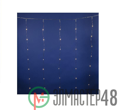 Занавес LED со статическим свечением ULD-C1510-100/STA WARM WHITE IP44 1.5х1м 100 диодов тепл. бел. свет провод прозр. Uniel UL-00007249